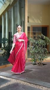 [PRE-ORDER 15 DAYS]  CHOO SILK WITH SEQUENCE EMBROIDERY DESIGN WOR SAREES {ETA:2025-12-31}