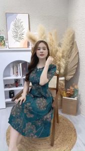 Đầm xòe họa tiết hoa cổ giọt nước đính nút có túi Misa - MS0279 (Hình thật shop chụp)