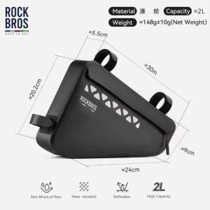 RockBros | ROCKBROS 2L Túi Khung Xe Đạp Chống Nước Dung Tích Lớn Tam Giác Đầu Ống Xe Đạp Túi Bảo Quản Cho MTB Xe Đạp Đường Bộ Màu Đen