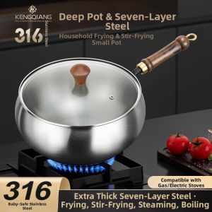 RONGCHUAN | Food-Grade Stainless Steel Deepened Thickening Coating-Free Frying Pan