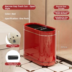 BAOJIAWANG | Narrow Gap Movable Large Capacity Lidded Bathroom Waste Bin