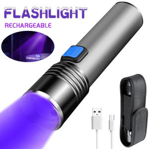 395nm UV Flashlight Black LightUSB Rechargeable Portable Mini Ultraviolet Torch for Pet Urine Stains DetectionScorpion Hunting