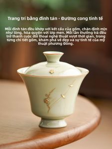 JISU | Tách Trà Gaiwan Sứ Thanh Nhã Chống Đỏng Đào