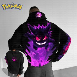Pokémon Anime Gengar Erchuang Painted Hoodie Mens and Womens Autumn/Winter New Y2K Harajuku Large Size Casual Sweater Top