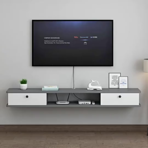 Frocill Simple TV Cabinet European Style TV Storage Rack Wall Mounted Simple TV Cabinet 2Drawers Modern Living Room