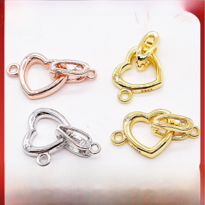 925 Sterling Silver Pearl Necklace Clasp Bracelet Button DIY Ornament Accessories Necklace Repair Heart Buckle Connecting Buckle