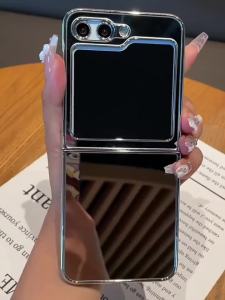 Plating Mirror Make Up Case For Samsung Galaxy Z Flip 6 5 4 3 7 8 Silver Ultra Slim Hard Shockproof Cover for Samsung flip6