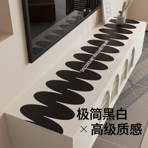 Simple and Light Luxury Black and White Leather TV Cabinet Mat Table Mat Sideboard Table Top Protective Pad Oil-Proof Waterproof Shoe Cabinet Liner