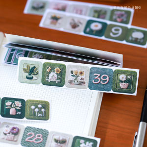Morning Rain 50-Day Check-In Sticker Book Instagram-Style High Aesthetic Value Faux Embroidery Mini Cute Decorative Pattern Stickers