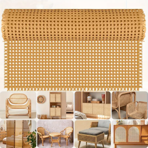Plastic Rattan Webbing Roll Handwoven Synthetic Poly Rattan Faux Cane Mesh-Open Weave for DIY Home Decor Projects