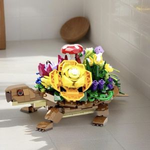 Hot Sales 509pcs Turtle Planter Flower Pots Model Kit Animal Planter Building Block Flower Pots Bricks Kid Birthday Festival Toy