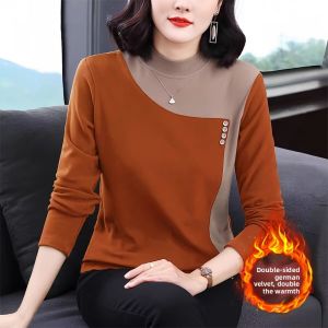 HUAXUNRAN | Double-Faced Thermal Half-High Neck Long Sleeve Top