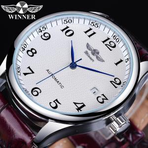 Winner Retro Classic Design Calendar Casual Belt Blue Hands Mens Fashion Automatic Mechanical Watches Top Brand Luxury Relogios