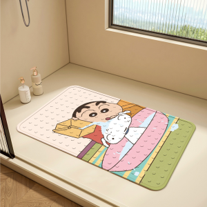 Bathroom Anti-Slip Mat for Children PVC Shower Hand Washing Area Suction Cup Mat Bathroom Shower Floor Mat Cartoon Style