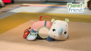 Fisher-Price Newborn Toy Planet Friends Tummy Time Roaming Rhino Plush with Sensory Activities for Babies Ages 0+ Months