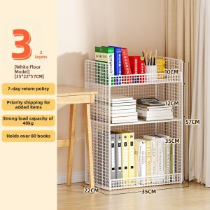 Desktop Floor Standing Bookshelf Multi-layer Storage Shelf with Wheels