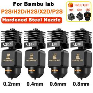 Hotend for Bambu Lab H2D H2S H2C X2D P2S 0.2/0.4/0.6/0.8mm Hardened Steel Nozzle Quick Swap High Temp 3D Printer Extruder Parts