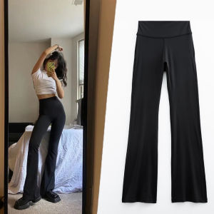 High Waist Flared Yoga Pants Shark Fitness Quick Dry Womens Long Pants Polyester Nylon Spandex Yoga Exercise Trousers