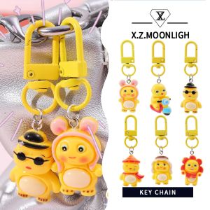 X.Z.MOONLIGH Cute Milk Dragon Peripheral Keychain DIY Student Schoolbag Pendant Cartoon Best Friend Girl Heart Backpack Gift Accessories Pendant