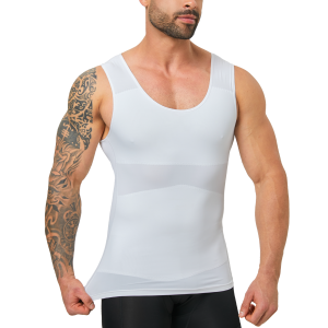 Mens Double Layer Compression Shapewear Vest Tummy Control Slimming Top Breathable Fitness Workout Tank Top