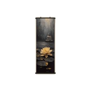 VIKAMA Noir Đồng Phật Sen Tường Thảm Hoa Hổ Phách Thiền Định Trang Trí Thiền Mềm Mại Bền Polyester Nhà Nghệ Thuật Cuộn