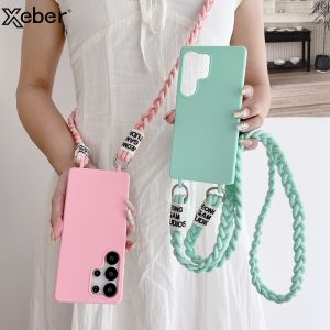 ซิลิโคนนุ่มCrossbodyสายคล้องคอสําหรับSamsung S25 Ultra S24 FE S23 Ultra S22 S21 S20 FE A56 A36 A55 A35 A54 A73 ฝาครอบ