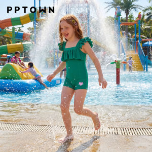 PPTOWN | Girls Sun Protection Quick-Drying One-Piece Swimsuit