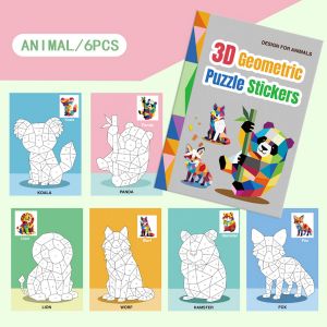 3D Geometric Puzzle Sticker DIY Digital Matching Animal Series Fun Puzzle Handmade Creative Puzzle Game Collage Sticker Picture