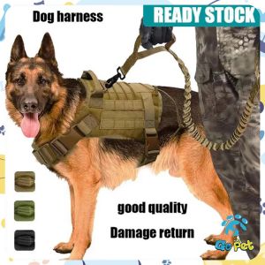 3PCS Tactical Dog Harness Chest Vest Nylon Breathable Adjustable Size Military Dog Vest And Collar Set Pet Vest