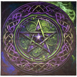 VIKAMA Purple Green Pentagram Celtic Tablecloth Vika Mysterious Altar Tarot Divination Tablecloth Tarot Card Tablecloth