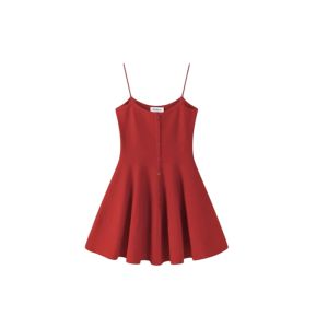 YUEZHONGWEI | Red Ice Silk Knitted Strap Vest Women Summer Outerwear Unique Attractive Dopaamine No-Sleeve Top Comfortable Slim Fit Commute Style