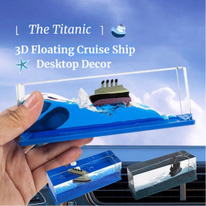 Cruise Ship Fluid Drift Bottle Floating Sunny Ship Titanic Black Pearl Pirate Ship Crafts Toys Boat Sea Car Desktop Ornaments