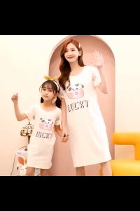 24 ชม คู่แม่ลูก คู่สินค้าเดียวกัน ชุดนอนเด็กผู้หญิง ชุดนอนกระโปรง ผ้านิ่มใส่สบายลายน่ารัก