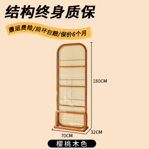 Retro Rattan Screen Solid Wood Living Room Partition Movable Block Small Apartment Home Minimalist Screen White Wax Wood