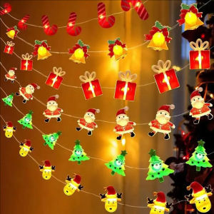 YESPERY 2M 20LED Santa Claus Snowflake LED Light String Christmas Decoration For Home Xmas Tree Ornament Kids Gift New Year