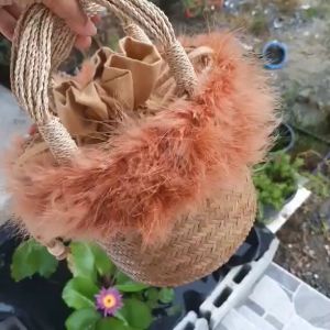 กระเป๋าสานกระจูด ขนาด 7*7 นิ้ว บุผ้าหูรูด กระเป๋าถือ เหมาะจะซื้อเป็นของฝากของขวัญ กระเป๋าแฮนด์เมด handmade