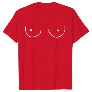 Sanrio | Boobie Nipple Piercing T-shirt Trendy Women Feminism Graphic Tshirt Aesthetic Female Breast Cancer Awareness Top Tee Shirt Tops
