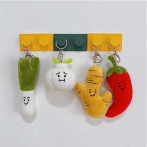 Cute Plush Vegettable Keychains Kawaii Design Hot Pepper Garlic Green Onion Shape Keychain Charm Backpack Accessories Toy Gifts