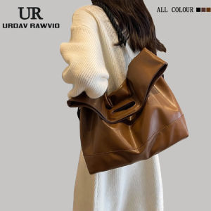 UR Large Capacity Soft Leather Tote Bag Womens New 2025 Crossbody Shoulder Bag Commuter Briefcase Korean Style Sewing Line