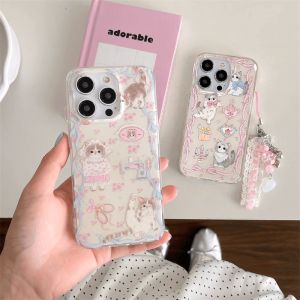 Cute Cartoon Floral Cat Tailor Casing OPPO Realme 13 12X 12 12 Pro+ 11 10+ 8i 9 8 7 Pro 4G Reno 4Z 4 2Z 2F 2 4Pro Narzo 20 30 5G Bow ribbon edge Anti-fall Phone Case Clear Hard Back Cover TM 24