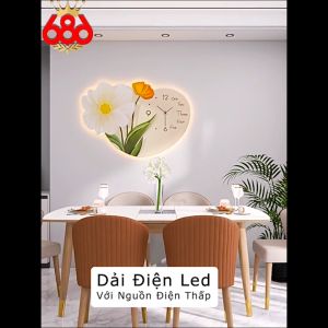 Đồng Hồ Tráng Gương Gắn Đèn Led Phong Cách Bắc Âu Tối Giản