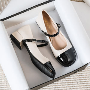 MIFEI | French Mary Jane Coarse Heel Square Toe Flat Shoes Large Size