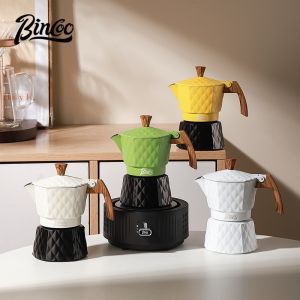 BINCOO Two Valve Moka Pot Set Espresso Coffee Maker with Electric Stovetop Coffee Grinder and Coffee Accessories for Office and Outdoor 2Cups