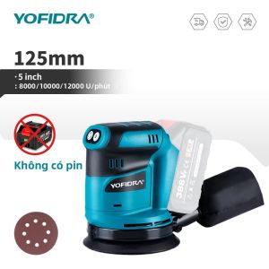 Máy Chà Nhám Quỹ Đạo Điện YOFIDRA 125mm 3 Tốc Độ Máy Mài Đánh Bóng Không Dây 5 Inch Có Thể Điều Chỉnh Dùng Cho Pin Makita 18V Dụng Cụ Tự Làm Tại Nhà