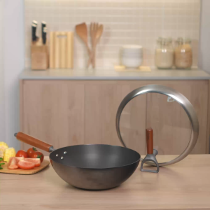 Tefal Tradition Pro Induction Wok Pan 30cm with Standing Lid G62184 - Iron Aluminium Rust Free Metal Utensil Scratch
