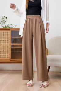 กางเกงขายาวทรงตรงหลวมๆ สีพื้น ทรงเข้ารูป กางเกงขายาวทรงตรงสำหรับผู้หญิงไซส์ใหญ่ในช่วงฤดูร้อนปี 2025 กางเกงขายาวทรงเข้ารูปเอวสูง