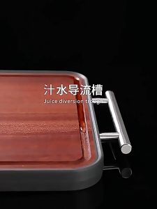 เขียง（ไม้จันทน์มะเกลือ+ สแตนเลสเกรด 316）ใช้ได้สองด้าน ป้องกันเชื้อรา ขึ้นสนิม สแตนเลสเขียง เขียงอเนกประสงค์ เขียงไม้