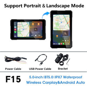 FreedConn | Freedconn Motorcycle GPS Navigation Wireless CarPlay Moto Android Auto Portable Digital Dashboard 5.0inch BT5.0 Removable Screen