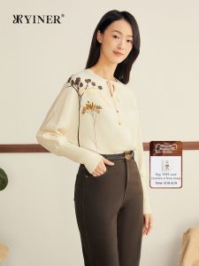 Winter French Echinacea Printed Silk Blend Shirt