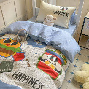 100% Pure Cotton Cartoon Student Dormitory Bedding Set 1.2m Bed Sheet Cover Duvet Cover Three-Piece Set Four-Piece Set